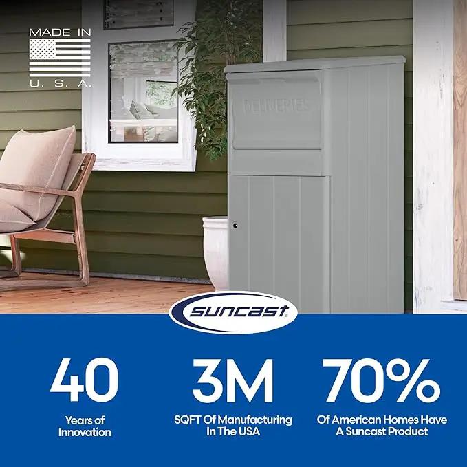 Suncast 33.5-Gallon Capacity Package Delivery Box, Parcel Drop Box with Lock, Weather Resistant Outdoor Storage Solution for Secure Package Deliveries, Made in USA by GreenHaven Gardens
