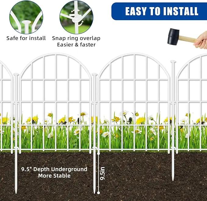 26 Pack Decorative Garden Fence, 17in X 28ft Arched No Dig Fence Border, Garden Edging Border, Rustproof Metal Animal Barrier with Ground Stake for Dog, Rabbit, Outdoor Yard Patio Decor, White by GreenHaven Gardens