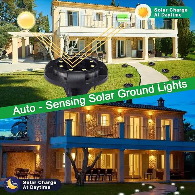 K.E.J. Solar Lights Outdoor 12 Pack Waterproof Solar Garden Ground Lights Landscape Lighting for Outside Patio Pathway Lawn Yard Deck Driveway Walkway by GreenHaven Gardens