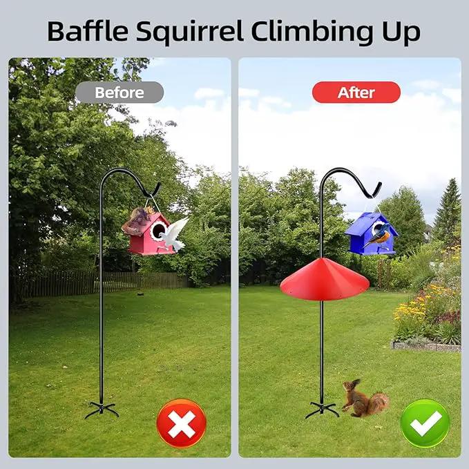 24-inch Large Outdoor Squirrel Baffles for Bird Feeders Pole, Baffle with Metal Frame, Squirrel Guard for Bird Houses, Two Way Use, Red Color by GreenHaven Gardens