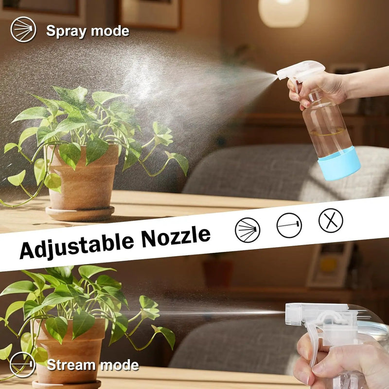 Glass Spray Bottles with Silicone Sleeve 16.9oz 2 Pack Empty Spray Bottle for Hair Mist/Stream Spraying for Cleaning Solutions, Plants, Essential Oils (clear-qblue&grey) by GreenHaven Gardens