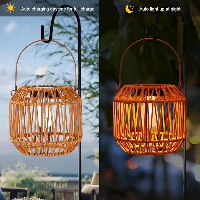 Solar Lanterns,Solar Boho Lanterns Outdoor Waterproof Wicker Lights for Outside Hanging Rattan Lights Outdoor Woven Lamp Decoration for Garden,Yard,Patio,Porch,Trees,Lawn,Pathway,2 Pack by GreenHaven Gardens