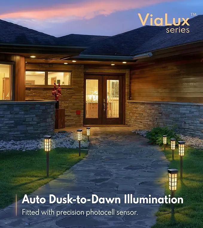 8 Pack Solar Pathway Lights, LED Solar Lights Outdoor, IP65 Waterproof Outdoor Solar Lights for Yard, Auto On/Off Solar Walkway Lights Outdoor, Landscape Lighting for Patio, Driveway Decor, Frosted by GreenHaven Gardens