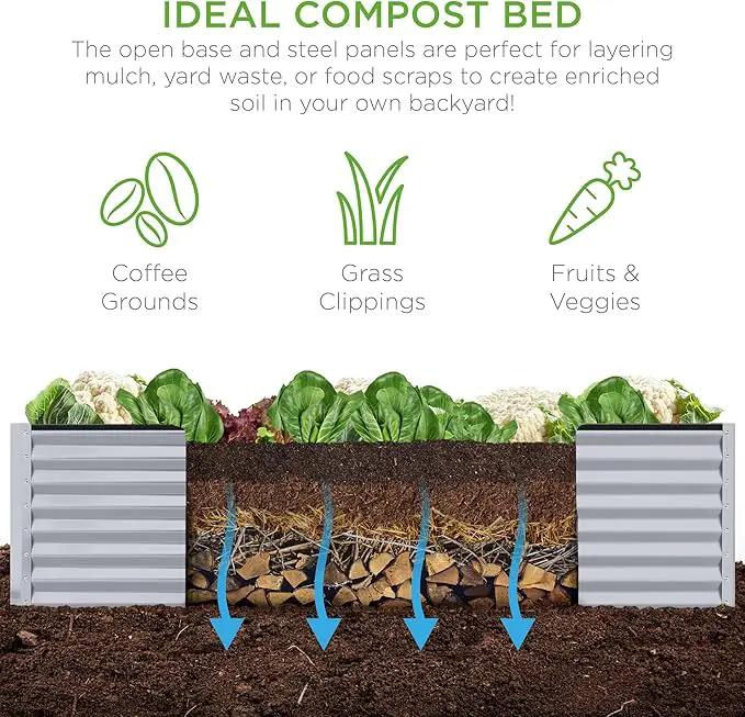Best Choice Products 8x4x2ft Outdoor Metal Raised Garden Bed, Deep Root Planter Box for Vegetables, Flowers, Herbs, and Succulents w/ 478 Gallon Capacity - Moonlight Gray by GreenHaven Gardens