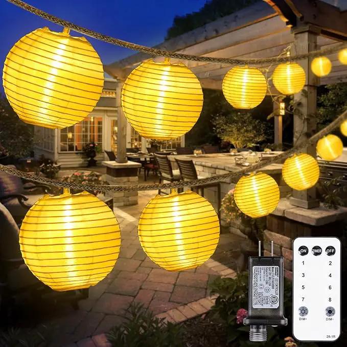 OMIKA Lantern String Lights Plug in- 40ft 40LED 2700K Warm White Mini Lantern Lights Waterproof, Hanging Hemp Rope String Lights Indoor Outdoor with Remote, Timer for Porch Fence Balcony Party Trees by GreenHaven Gardens