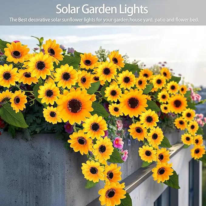 Solar Garden Lights Outdoor, 2 Pack Sunflower Lights with 46 Lifelike Sunflower, Waterproof 90 Bright LED Fall Garden Decor Solar Flowers for Patio Flowerbed Yard, Gift for Mom by GreenHaven Gardens