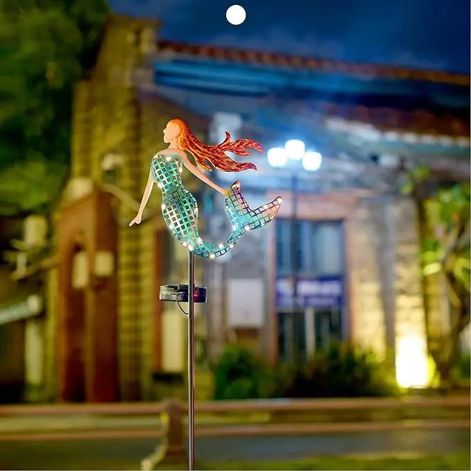 ARTER Solar Garden Stake Lights, Metal Mermaids Ocean Nautical Outdoor Waterproof Solar Pathway Lights with 3.6 Feet 22 LED Fairy Lights for Yard Patio Lawn Poolside, 37 Inches Tall (Pack of 2) by GreenHaven Gardens