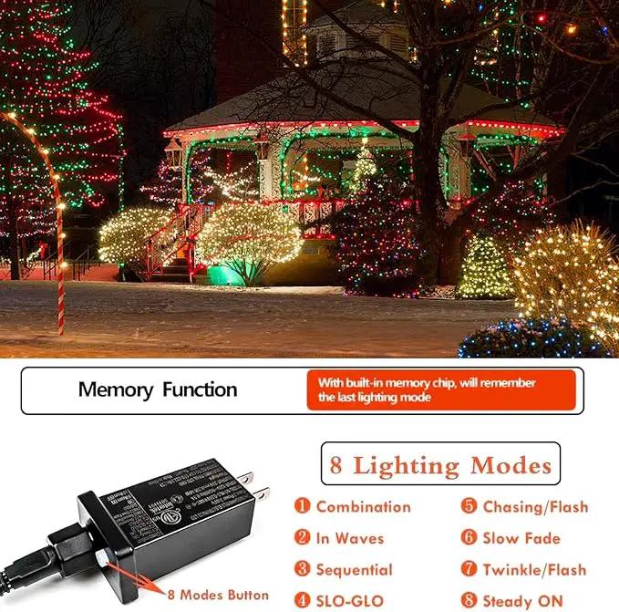 2 Pack Christmas String Lights Indoor Outdoor, Super Bright 66FT 200 LED String Lights Waterproof, Twinkle Xmas Lights with Timer for Christmas Tree Decorations (Red and Green) by GreenHaven Gardens