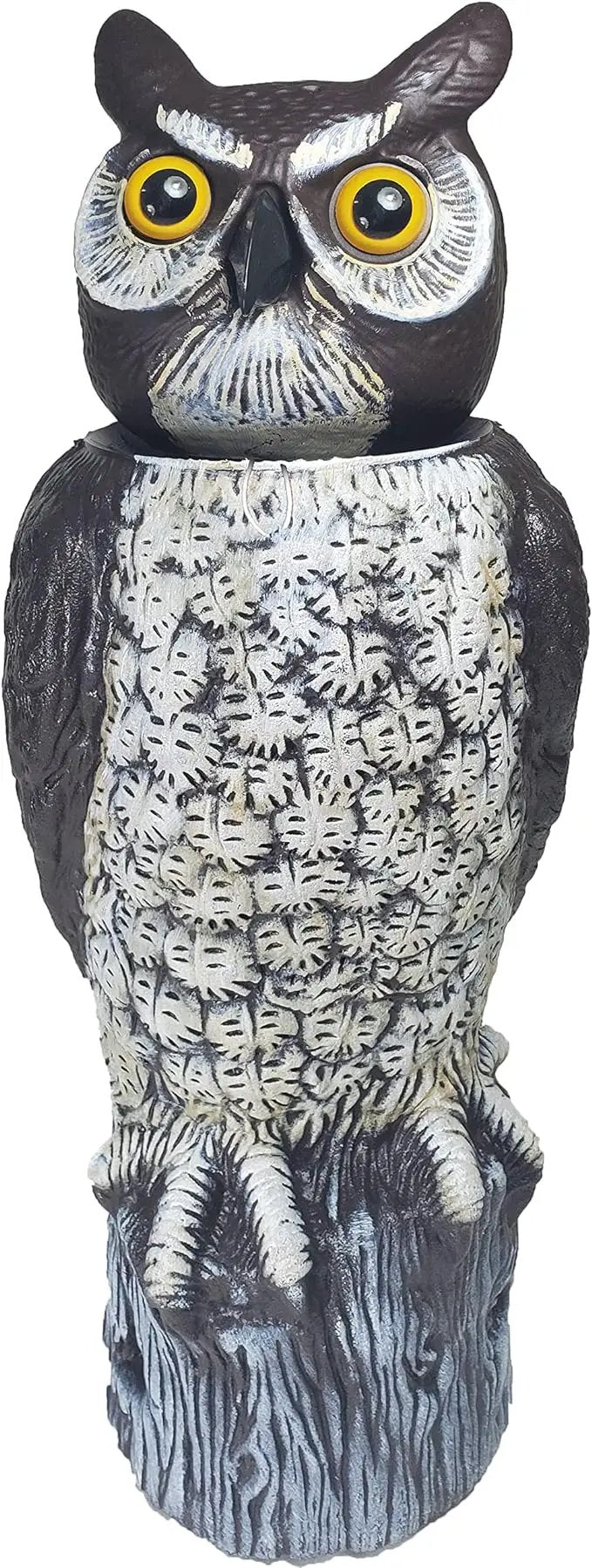 Dalen SOL-R Action Solar Fake Owl Decoy to Scare Birds Away from Gardens, Rooftops, and Patios - Safe and Humane, 18" 360º Rotating Head by GreenHaven Gardens