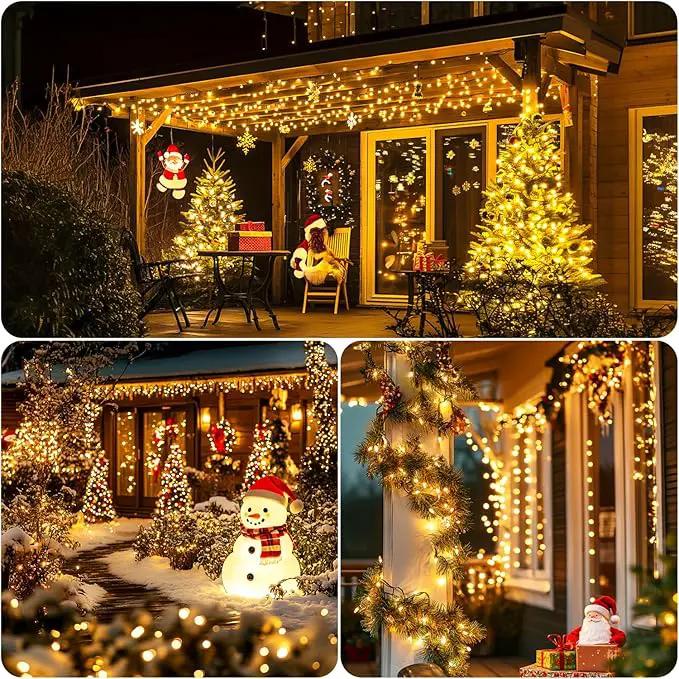 2 Pack 200 LED Solar Christmas Lights - 75.5 Ft Warm White Outdoor String Lights, 8 Modes for Outside Christmas Tree, Garden, Patio, Tree, Valentines by GreenHaven Gardens