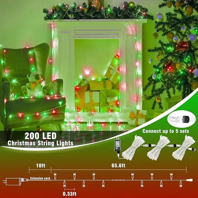 100 LED Red and Green Lights Outdoor - 33ft Red Green String Lights Indoor Clear Wire 8 Modes Plug in Waterproof Twinkle Fairy Lights for Indoor Outside Bedroom Home Party Decorations by GreenHaven Gardens