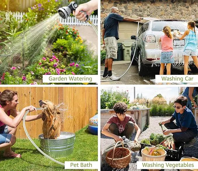 Tuyeho Retractable Garden Hose Reel 100FT, Wall Mount Heavy Duty Water Hose Reels with Automatic Slow Rewind System, Outdoor Hoses Reel with 2 Hose Nozzles for Garden Watering, Car Wash, Pet Shower by GreenHaven Gardens