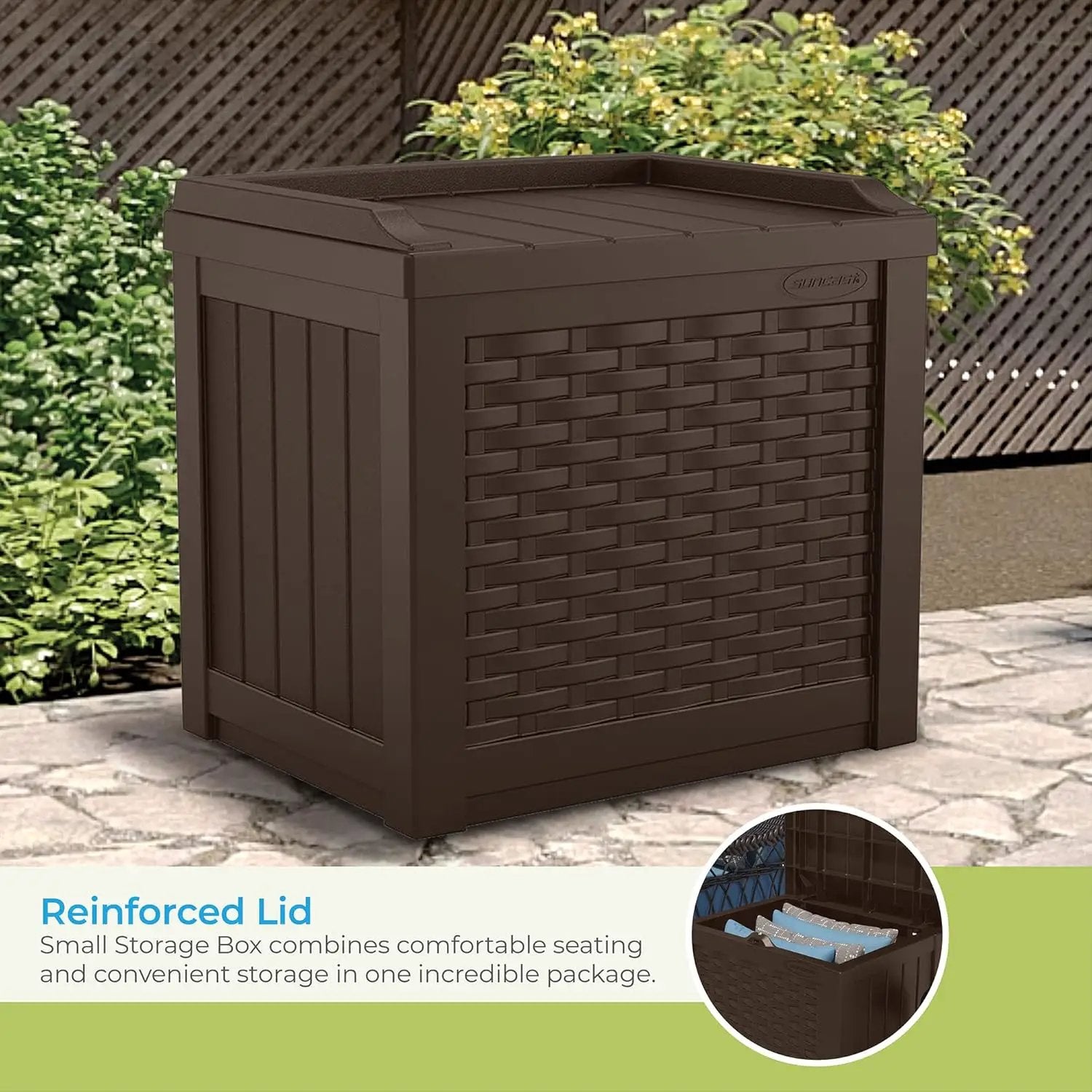 Suncast 22 Gallon Small Resin Storage Seat, Java, SSW600J by GreenHaven Gardens