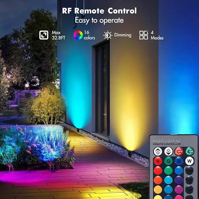 LemonBest Landscape Lighting - 6W RGB Color Changing Halloween Landscape Lights 120V Christmas Outdoor LED Spotlight with Remote Control Waterproof Spot Lights for Yard Garden Patio Driveway (2 Pack) by GreenHaven Gardens