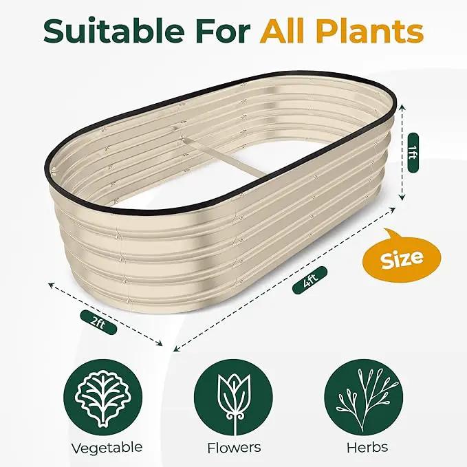 Utopia Home Galvanized Raised Garden Bed, 4 by 2 feet Lightweight Planter Boxes Outdoor with Easy Assembly, Large Garden Bed for Vegetables, Fruits, Flowers, Beige by GreenHaven Gardens
