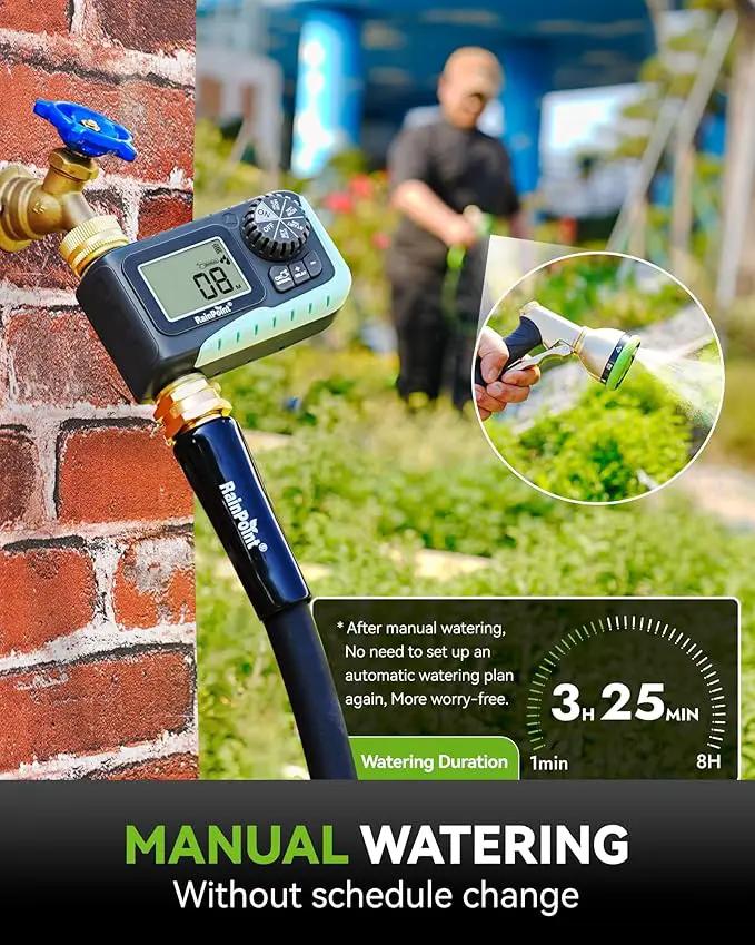 RAINPOINT Sprinkler Timer, 100% Metal Water Pipe Water Timer for Garden Hose, Programmable Hose Controller with Manual Watering/Rain Delay, Automatic Drip Irrigation System for Lawn, 1 Outlet by GreenHaven Gardens