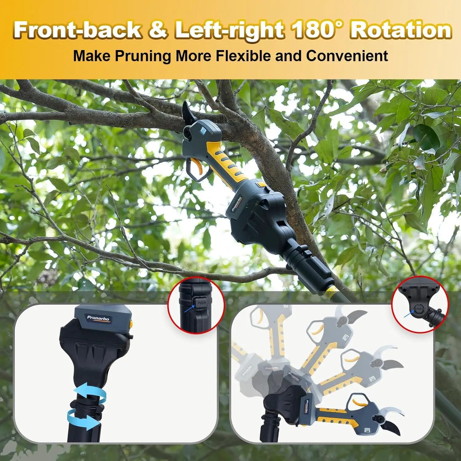 2-in-1 Brushless Pole Pruning Shear, 40mm Professional Cordless Pruners with Extension 1.6 Inches Compatible with Makita 18V Batteries Electric Tree Pruner 4000mAh Battery Secateurs by GreenHaven Gardens