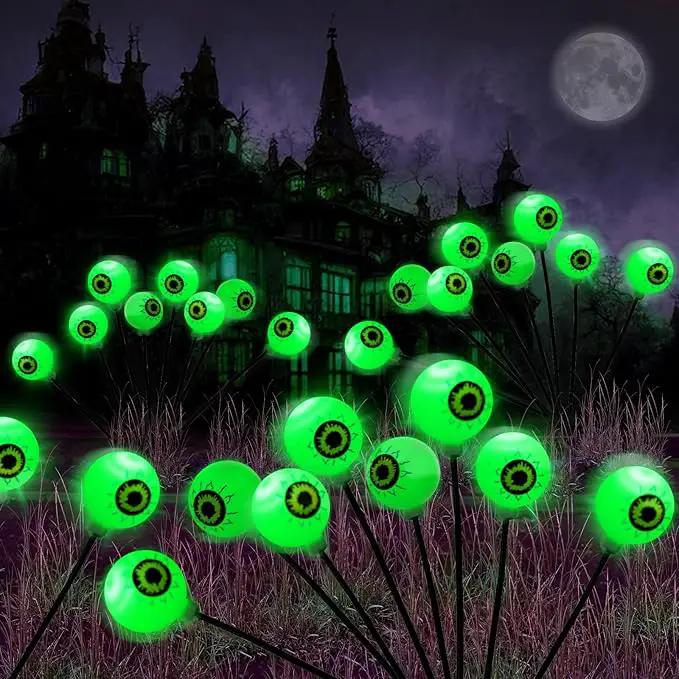 Halloween Decorations Outdoor Lights - 4 Pack 32LED Solar Halloween Scary Eyeball Pathway Lights Swaying by Wind, Waterproof Solar Halloween Stake Lights for Garden Porch Lawn Pathway (Green) by GreenHaven Gardens