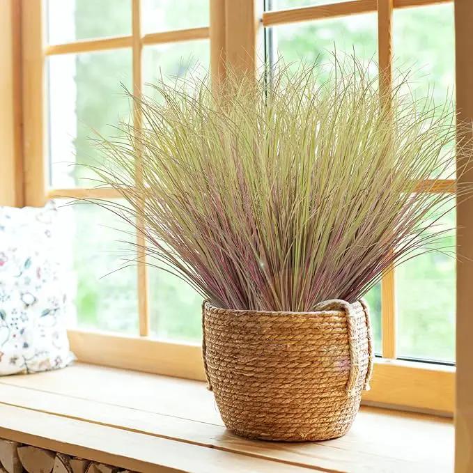 12Pcs Artificial Grass Plants, Faux Shrubs Wheat Grass, Artificial Tall Grass Fake Plants for Outdoor Decor,Artificial Greenery Stems Weed for Room Indoor Home Decor（Light Purple） by GreenHaven Gardens