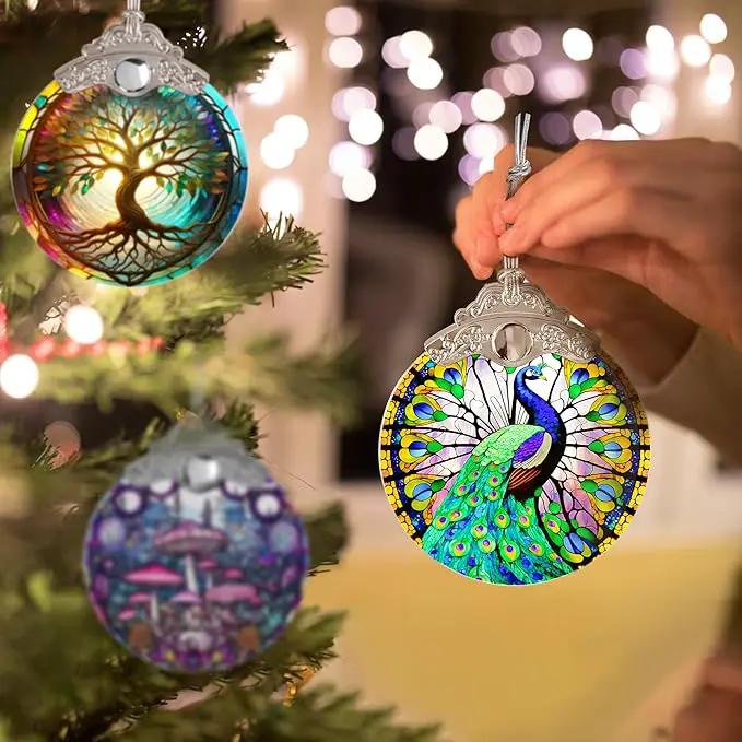 Stained Glass Suncatcher, Jocidea Peacock Ornament, Christmas Ornaments, Holidays Ornaments, Christmas Tree Decor, Peacock Decor for Home, Peacock Gifts by GreenHaven Gardens