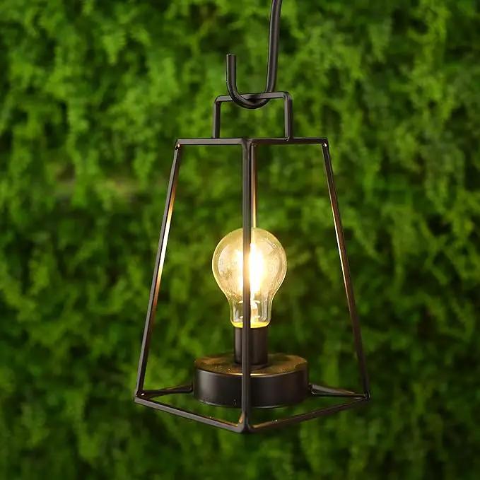 JHY DESIGN Retro Style Geometric Table Lamp 10''High Simple Iron Art Cordless Lamp Battery Powered Lamp with 6-Hours Timer Feature Cage Wireless Lamp for Balcony Party Indoor Outdoor(Short, Black) by GreenHaven Gardens