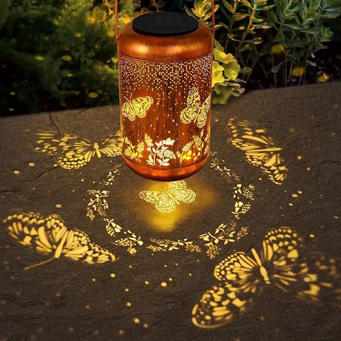 Solar Lanterns Outdoor Butterfly Hanging Lantern Lights, Gardening Gifts for Mom Women Grandma Solar Lights Waterproof LED Mode Change Metal Solar Garden Decor for Patio Yard Lawn Landscape Tabletop by GreenHaven Gardens