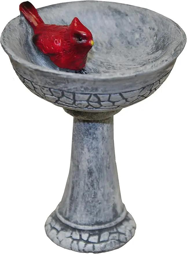 G & F Products MiniGardenn 10027 Fairy Garden Polyresin Miniature, Cardinal Birdbath Pick by GreenHaven Gardens