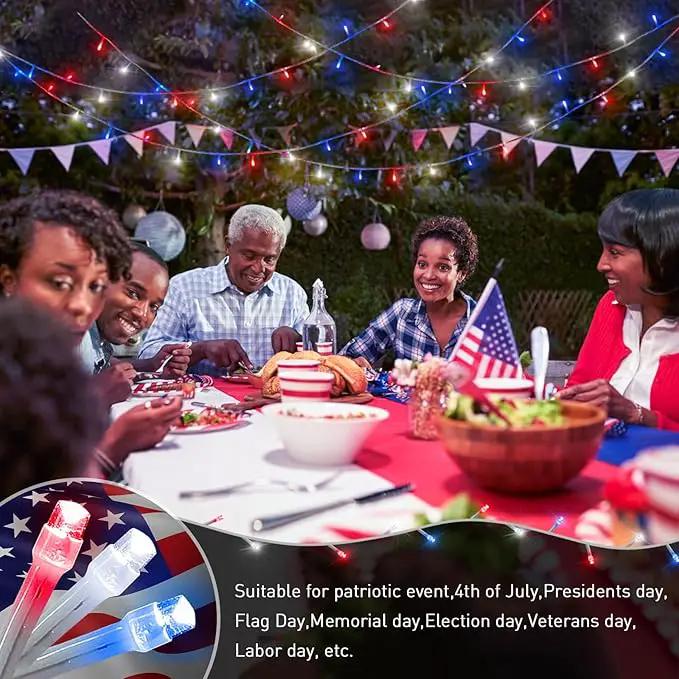 JMEXSUSS Red White & Blue Lights Clear Wire, 66 Ft 200 LED 4th of July Decorations String Lights Plug in, Christmas Lights for Independence Day Celebration Party Memorial Day Patriotic Holidays Decor by GreenHaven Gardens