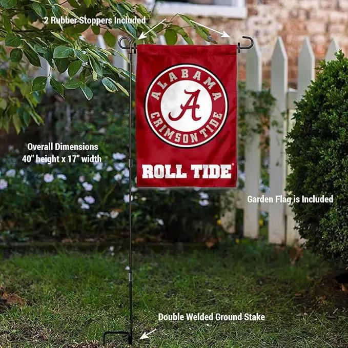 College Flags & Banners Co. Alabama Crimson Tide Garden Flag with Stand Holder by GreenHaven Gardens