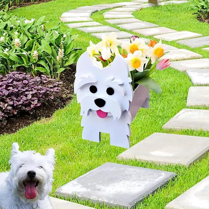West Highland White Dog Planter Plant Pots,Cute Garden Dog Flower Planter,Dog Planters Birthday Gifts for Women,Office,Indoor/Outdoor Decor（9.45 * 5.75 * 12.2in） by GreenHaven Gardens