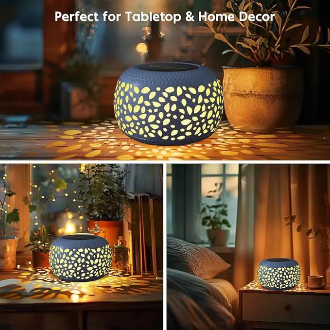 Solar Lantern Garden Patio Decor: 4 Pack White Solar Lanterns Outdoor Waterproof, Solar Lights Outdoor for Table Balcony Deck Pathway Porch Yard Decorations, Outside Hollow Out Metal LED Solar Lantern by GreenHaven Gardens
