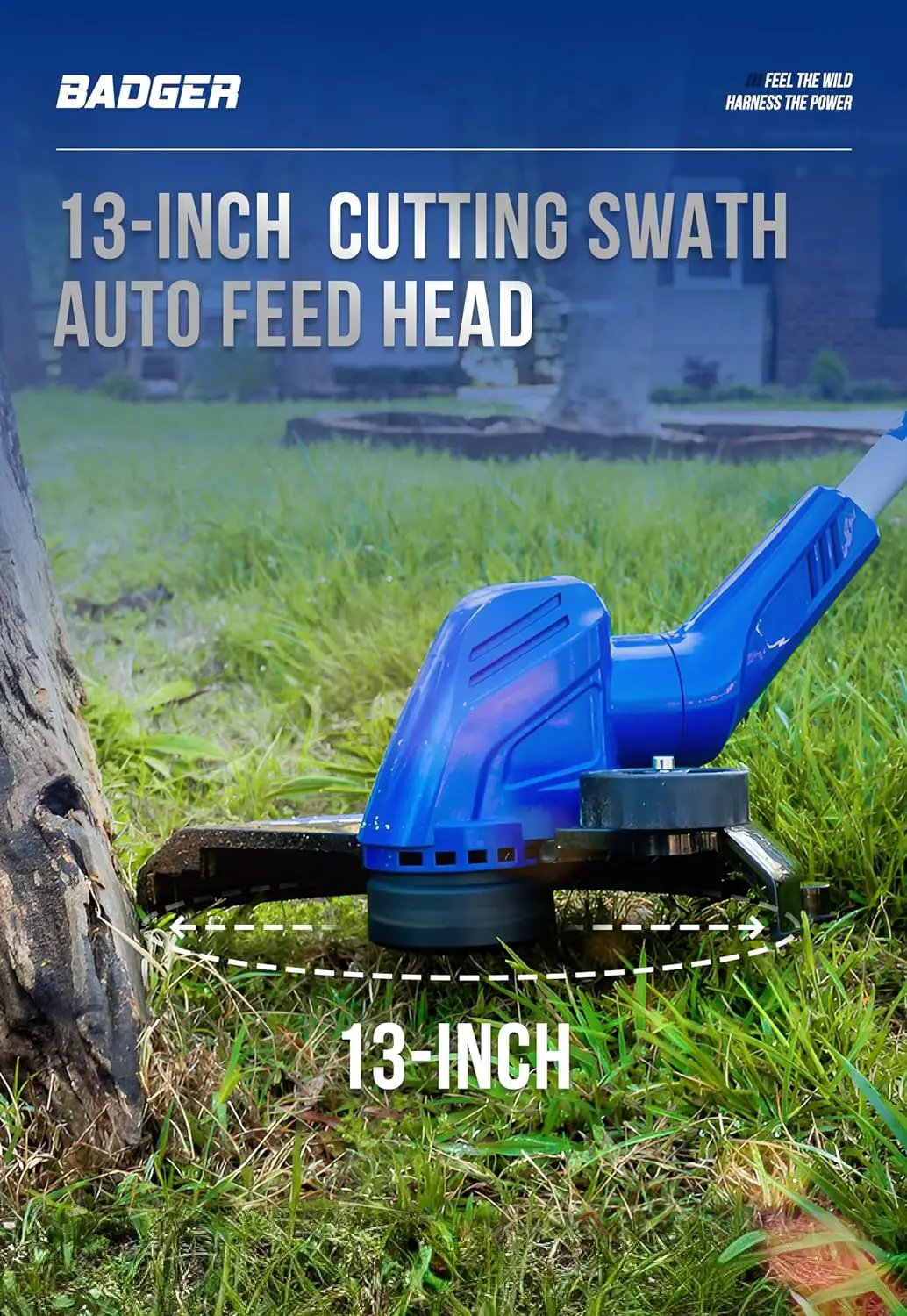 WILD BADGER POWER Weed Wacker 40V 13'' Cordless 2 in 1 String Trimmer/Edger with Auto Feed, 2.0Ah Battery and Charger, 2 Pack Trimmer Line by GreenHaven Gardens