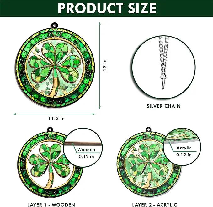 St Patricks Day Decorations - Irish Gifts for Women Men Friends Family, Shamrock Decorations, St Patricks Day Accessories - Double Layered Hanging Suncatcher 12 in by GreenHaven Gardens