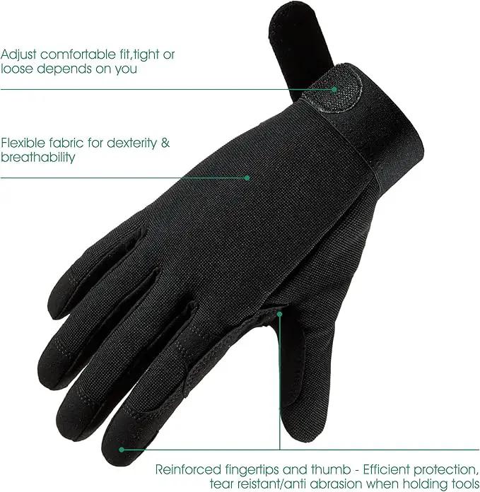 COOLJOB Thorn Proof Garden Gloves with Touchscreen Fingers for Men, Rose Pruning Work Gloves with Palm Cushion for Gardener, Farmer and Landscaper (Black 1 Pair Small) by GreenHaven Gardens