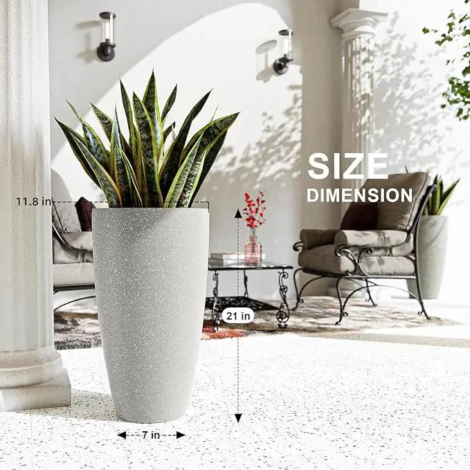 QCQHDU 21 inch Tall Planters for Indoor & Outdoor Plants, 2 Pack Sturdy Plant-Flower-Tree Pots for Front Porch Patio Deck Living Room Decor by GreenHaven Gardens
