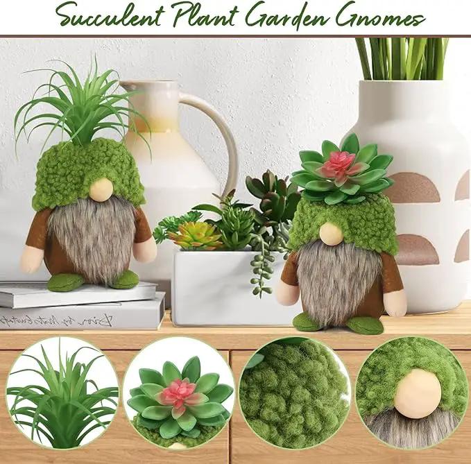 Upltowtme Succulent Gnomes Spring Green Plants Gnomes Swedish Plush Tiered Tray Decoration Tomte Doll Decor Cacti Nordic Dwarf Home Stuffed Gnomes Collection Garden Gift for Her Him Plant Lover by GreenHaven Gardens