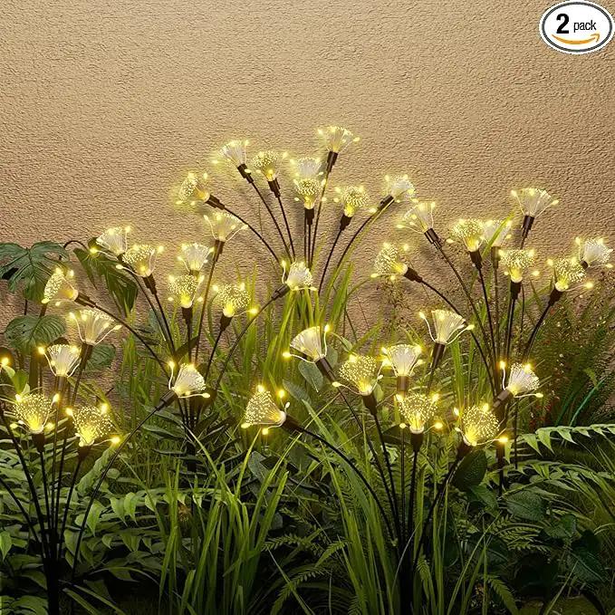 Flumy Solar Garden Lights, 64 LED Firefly Lights for Christmas Decorations, Waterproof Solar Outdoor Lights, Pathway Patio Outdoor Decor, Solar Swaying Lights, Swaying in The Wind(2 Pack) by GreenHaven Gardens