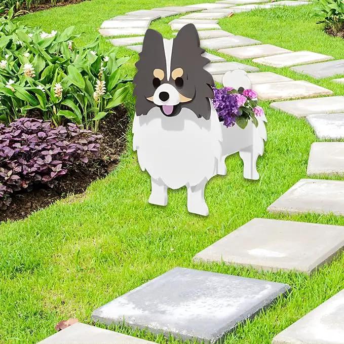 Grey and White Pomeranian Dog Planter Plant Pots,Cute Garden Dog Flower Planter,Dog Planters Birthday Gifts for Women,Office,Indoor/Outdoor Decor（9.45 * 6.65 * 12.13in） by GreenHaven Gardens