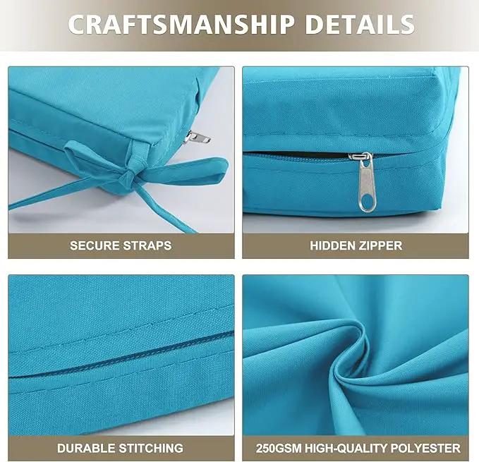 Outdoor Cushions for Patio Furniture, Waterproof Outdoor Chair Cushion w/Fade-Resistant, Removable & Machine-Washable Cover, 22x22 Inch, Deep Seat Sofa/Couch Pad Replacement – Set of 4, Teal by GreenHaven Gardens