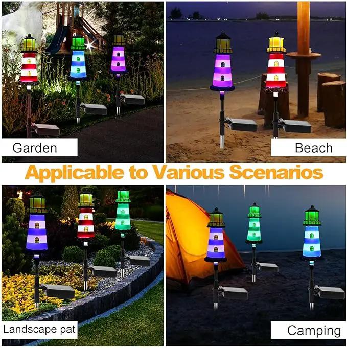 Lighthouse Outdoor Solar Lights,2 Packs Outdoor Waterproof, Solar Trail Lights Decor Your Garden, Flower beds, Patio Lights walkways Garden Decor for Outside by GreenHaven Gardens