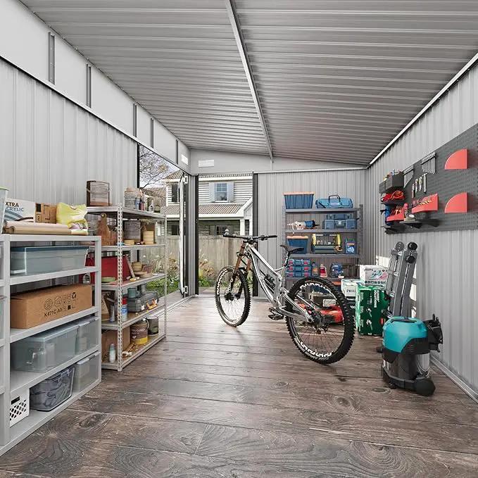 Aoxun 12' x 7.3' Shed 441 CU.FT Outdoor Waterproof Storage Shed with Triple Lockable Door Garden Metal Tool Shed for Outside (Black) by GreenHaven Gardens