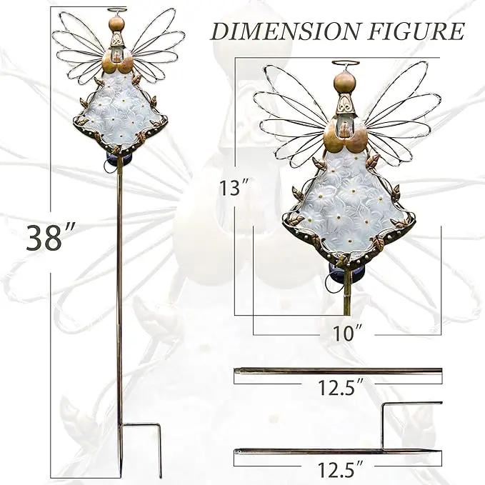 Angel Solar Lights Garden Stake Outdoor-38Inch Metal&Glass Solar Angel Stake Grave Decorations for Cemetery-Perfect as Angel Remembrance Gifts & Sympathy Gifts Decorations（Bronze） by GreenHaven Gardens