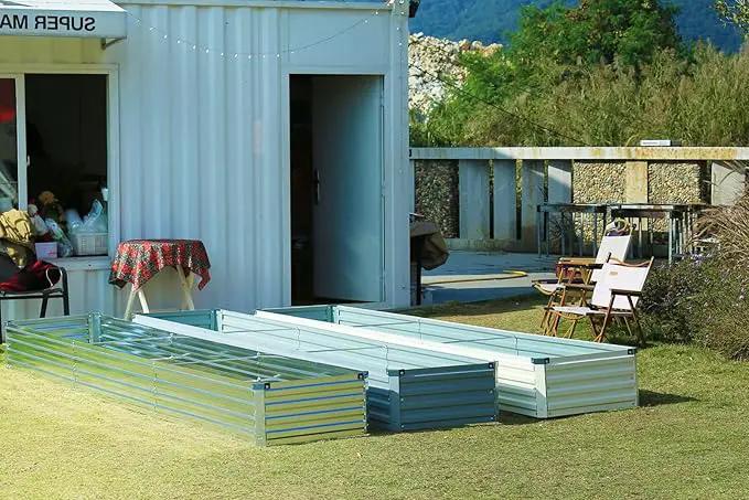12x2x1.5FT Galvanized Raised Garden Beds Kit Large Outdoor Metal Gardening Planter Box for Vegetable Elevated Flower Herbs, Silver by GreenHaven Gardens