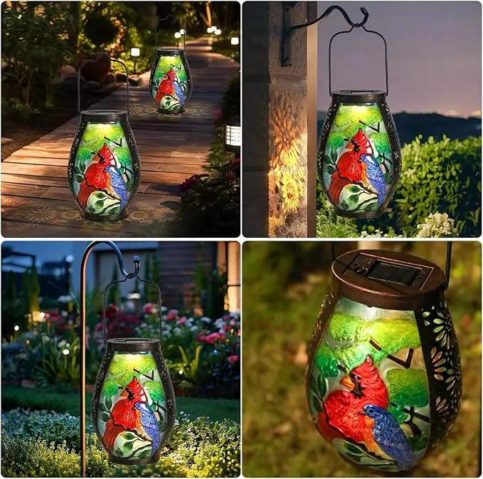 MUMTOP Solar Lanterns Outdoor Waterproof Cardinal Bluebird Solar Powered LED Lights Hanging Solar Lantern Metal Decorative for Patio Table Garden Outside Yard Backyard by GreenHaven Gardens
