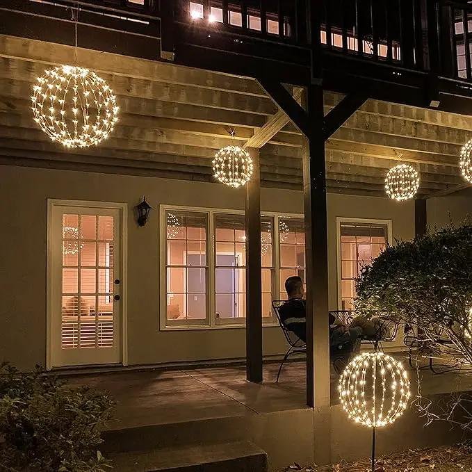 LIGHTSHARE 12IN 96LED Light Ball Yard Decoration Pathway Lights Sphere Light with Fold Flat Metal Frame Indoor Outdoor Waterproof Garden Lights, Plug in by GreenHaven Gardens