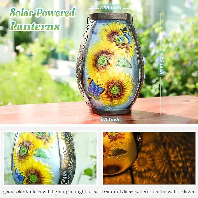 MUMTOP Solar Lanterns Outdoor Waterproof Sunflower Solar Powered LED Lights Hanging Solar Lantern Metal Decorative for Patio Table Garden Outside Yard Backyard by GreenHaven Gardens