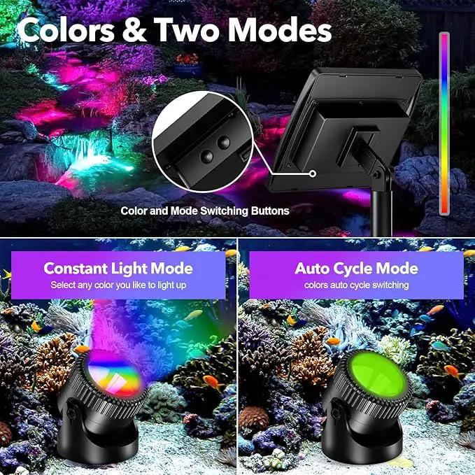 POPOSOAP Solar Pond Lights, RGB LED Pond Lights Waterproof IP68, 2200mAh Battery Underwater Solar Light with Two Modes Options for Pond Fountain Pool Garden Decoration(3 Headlamp) by GreenHaven Gardens