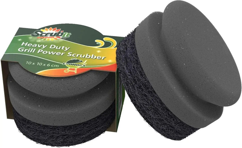 SCRUBIT Grill Cleaning Brush - Grill Sponge Bristle Free BBQ Cleaner with Heavy Duty Scrubber Pad, Safe Cast Iron and Griddle Scraper Pads, Ideal Accessories for Charcoal and Gas Grills - 2 Pack by GreenHaven Gardens