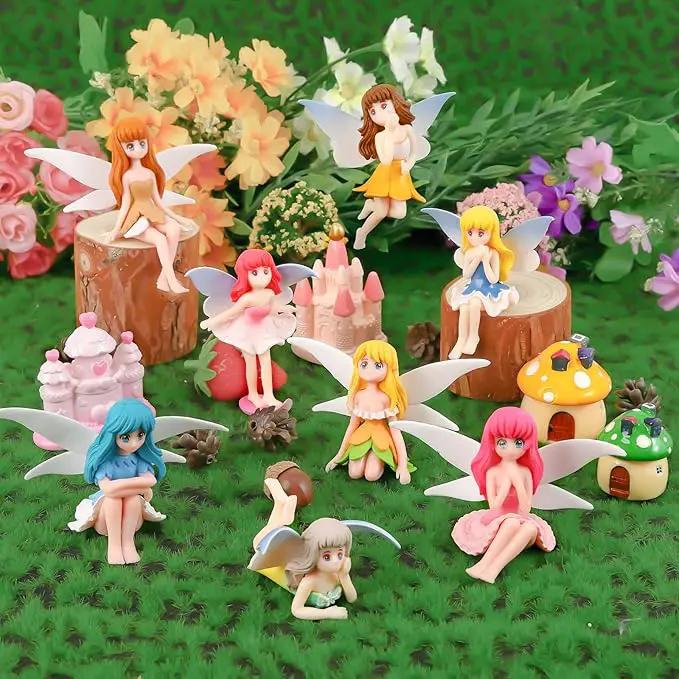 Miniature Fairy Garden Accessories, Fairy Figurine Set, Flower Pot,Garden Wands, Home Decoration, Birthday Cake Topper, 6 Pieces, Children's Outdoor Statues by GreenHaven Gardens