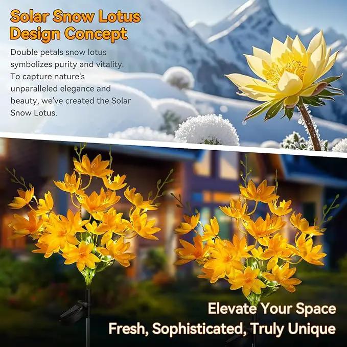 Neporal Solar Flowers Outdoor Waterproof IP65, 5-Head Snow Lotus with 20+ Flowers, Warm LED Light & 2 Lighting Modes, Decorative Solar Lights Outdoor Garden, Yard, Pathway, Flower Bed (4-Pack, Yellow) by GreenHaven Gardens